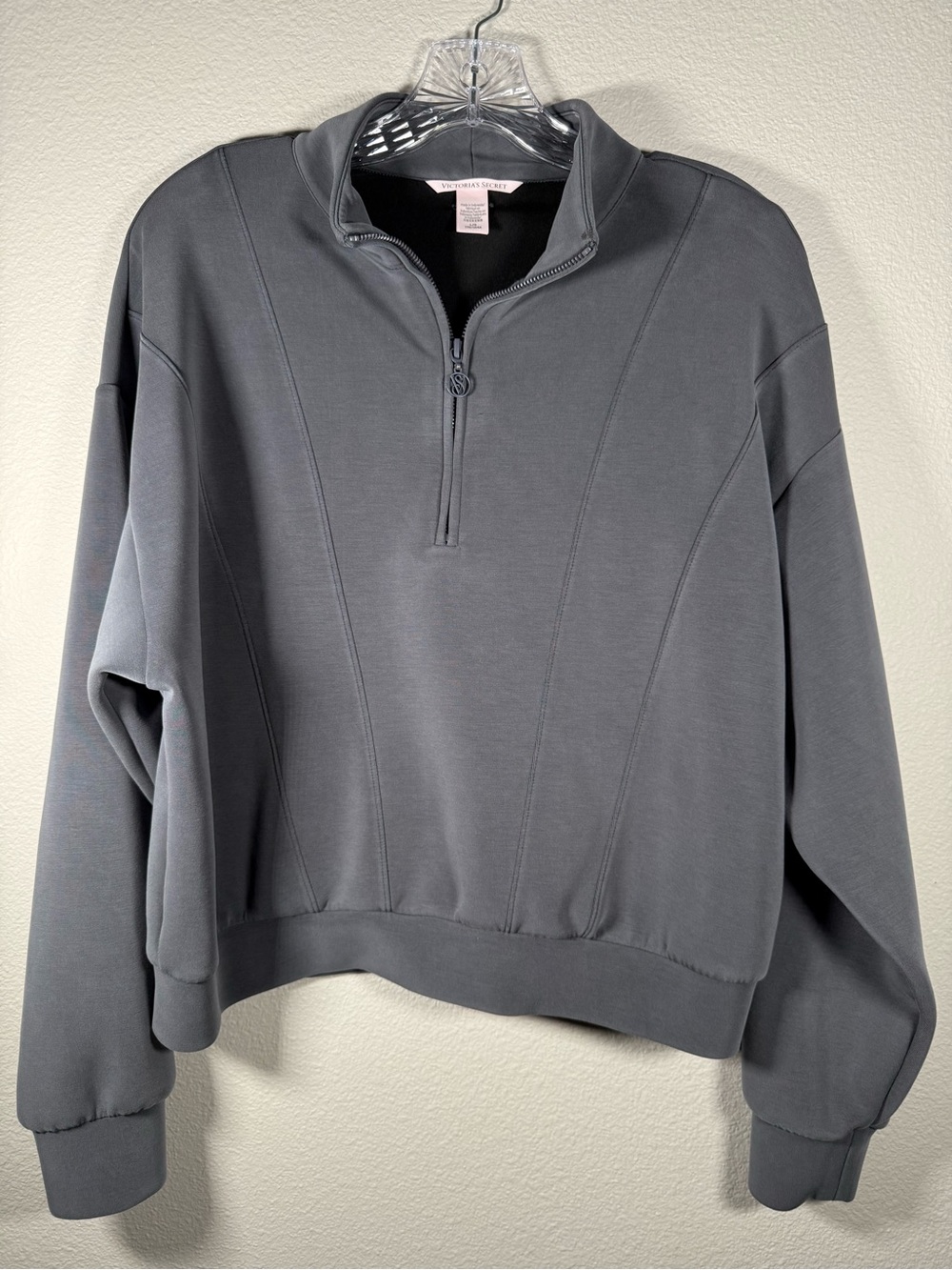 Victoria's Secret VSX women’s L Charcoal Half-Zip Crewneck Sweatshirt